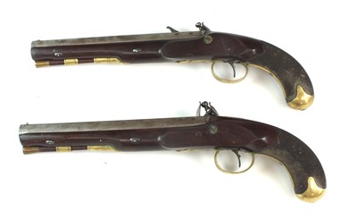 Lot 40 - A cased pair of English duelling pistols by Joseph Gulley, London