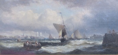 Lot 241 - William Anslow Thornley ( British fl.1858-1898) A coastal scene with fishing Boats