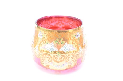Lot 279 - Venetian ruby glass bowl applied with flowers