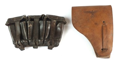 Lot German Third Reich MAB Model D pistol holster and a K98 ammunition pouch