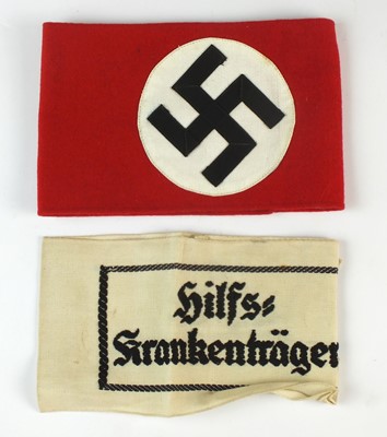 Lot 273 - German NSDAP Party Member's armband and Hilfs Krankentrager (stretcher-bearer's) armband