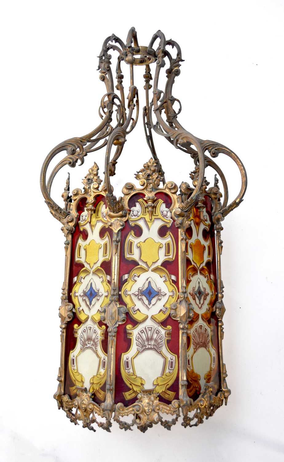 293 - A Victorian gilt metal hall lantern