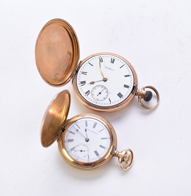 Lot 118 - A 9ct gold Waltham full hunter pocket watch and a yellow metal fob watch