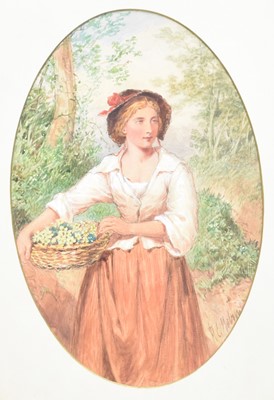 Lot 200 - Henry E Hobson (fl.1857-1866), The Primrose Gatherer and A Fishergirl