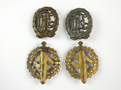 Lot 340 - Two German DRL badges and two SA Sports badges