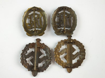 Lot 340 - Two German DRL badges and two SA Sports badges