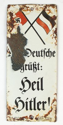 Lot 287 - German 'Heil Hitler' enamel sign