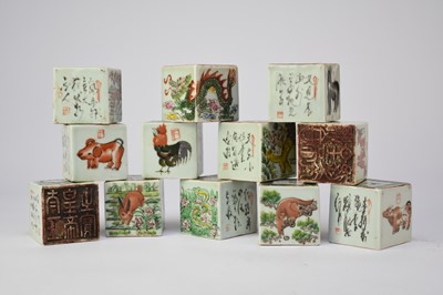 Lot 412 - A set of twelve Chinese porcelain zodiac seals