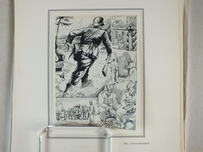Lot 295 - Rare folder of illustrations given to a German Propaganda Training Officer at Potsdsam, 1942