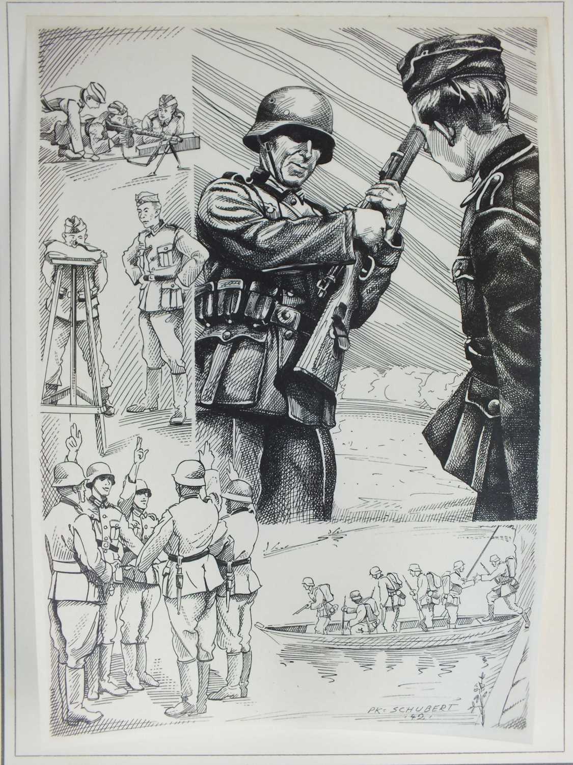 Lot 295 - Rare folder of illustrations given to a German Propaganda Training Officer at Potsdsam, 1942