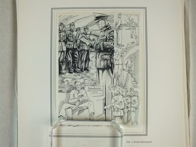 Lot 295 - Rare folder of illustrations given to a German Propaganda Training Officer at Potsdsam, 1942