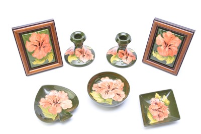 Lot 355 - A group of Moorcroft 'Hibiscus' pottery