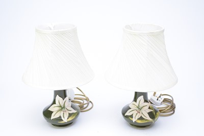 Lot 357 - Pair of Moorcroft Bermuda Lily table lamps