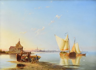 Lot 225 - Pieter Christian Dommersen ( Dutch 1834-1908) A Dutch shore view