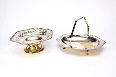 Lot 43 - A silver pedestal bowl and a silver plated basket