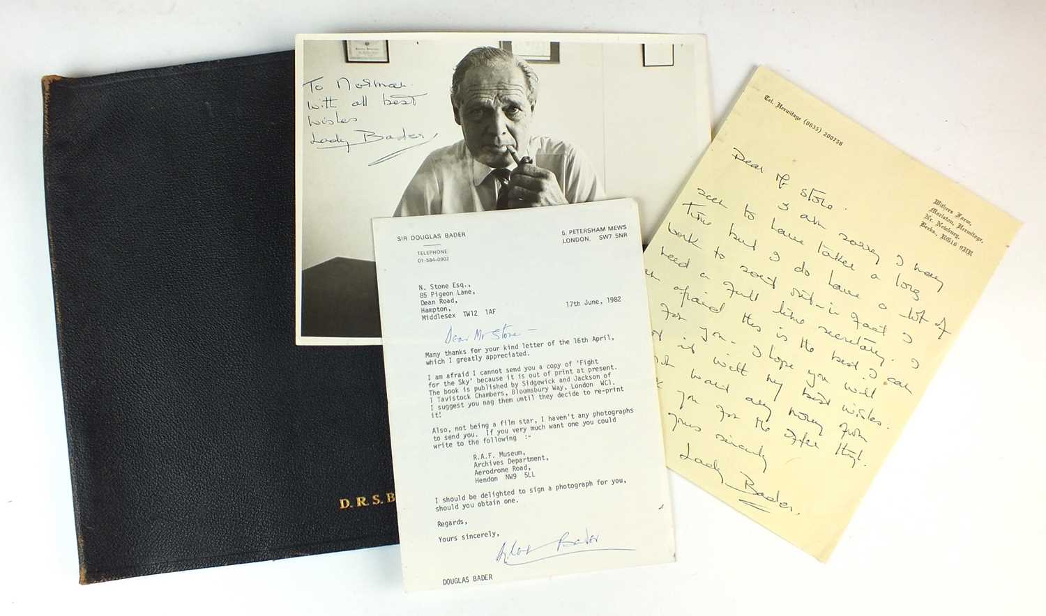 Lot 17 - Group Captain Sir Douglas Bader (1910-1982), typed letter signed with personal organiser