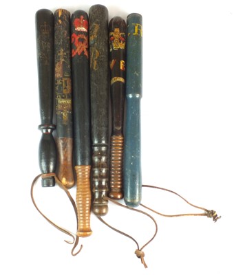 Lot 256 - Five Police truncheons, 19th century