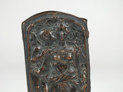 Lot 69 - Walter Gilbert (British, 1871-1946), a Bromsgrove Guild plaque of Eros and 'The Arts'