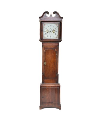 Lot 658 - A George III painted dial oak longcase clock