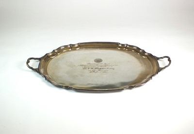 Lot 1 - A large two handled silver presentation tray