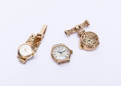 Lot 206 - Three 9ct gold watches