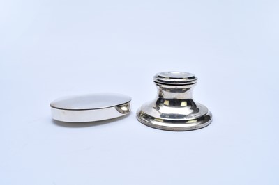 Lot 7 - A silver mounted ink well and a silver snuff box