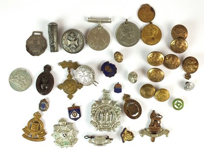 Lot 503 - Assorted medals, badges and buttons