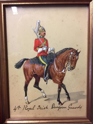 Lot Four military portraits of Dragoons Officers, including three attributed to Richard Simkin