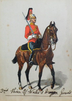 Lot Four military portraits of Dragoons Officers, including three attributed to Richard Simkin