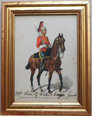 Lot Four military portraits of Dragoons Officers, including three attributed to Richard Simkin