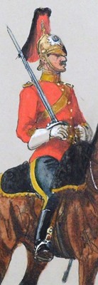 Lot Four military portraits of Dragoons Officers, including three attributed to Richard Simkin