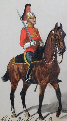 Lot Four military portraits of Dragoons Officers, including three attributed to Richard Simkin