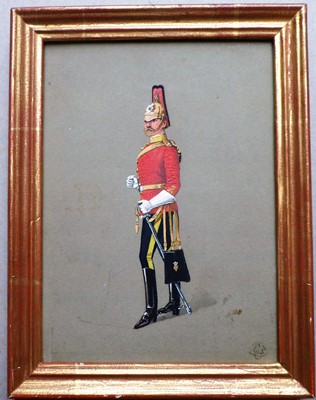 Lot Four military portraits of Dragoons Officers, including three attributed to Richard Simkin