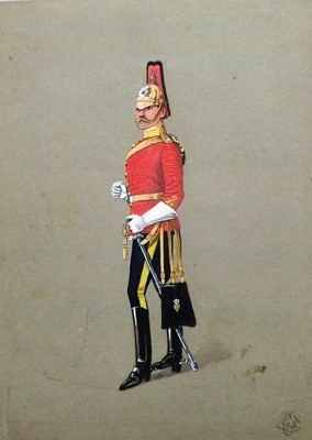 Lot Four military portraits of Dragoons Officers, including three attributed to Richard Simkin