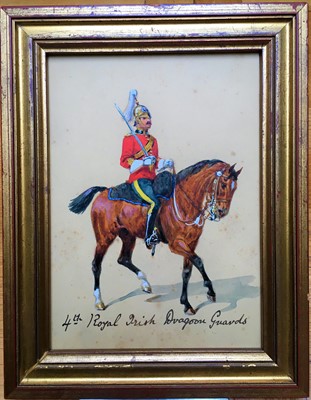 Lot Four military portraits of Dragoons Officers, including three attributed to Richard Simkin