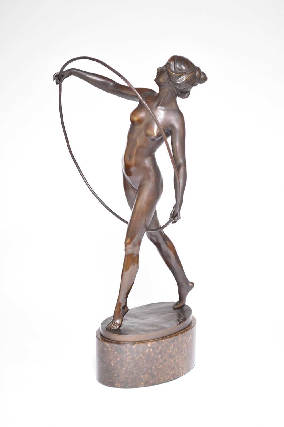 Lot 271 - Gotthilf Jaeger (German, 1871-1933), a naked hoop dancer, bronze, 58cm high