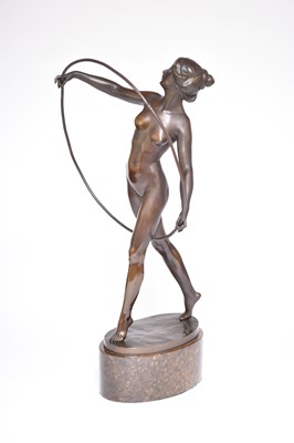 Lot 271 - Gotthilf Jaeger (German, 1871-1933), a naked hoop dancer, bronze, 58cm high
