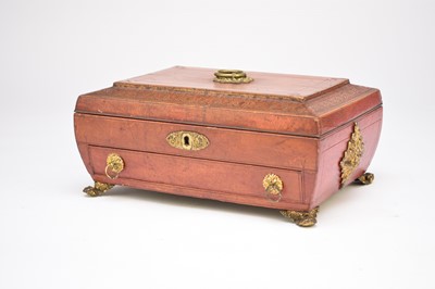 Lot 277 - Of sewing interest:- A William IV red calf covered work box