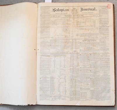 Lot 1158 - EDDOWES SALOPIAN JOURNAL, 2 January 1839 to 15 January 1840.  Large folio, half calf.
