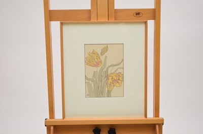 Lot 65 - Jane Foord (British, 19th/20th century), a plant study of tulips, coloured stencil, 25.3 x 18cm (I)
