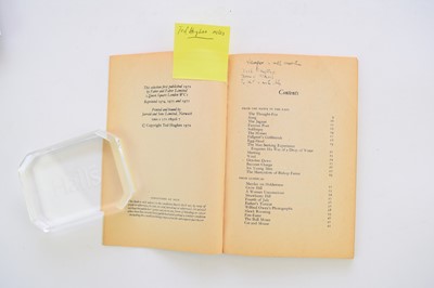 Lot 1099 - HUGHES, Ted.  Books from the estate of his sister Olwyn Hughes.
