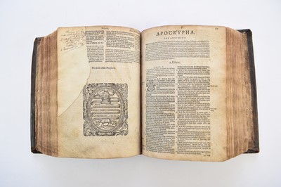 Lot 1139 - BIBLE, 4to, Christopher Barker 1581.  Black letter
