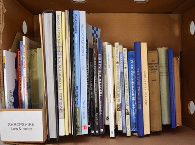 Lot 1211 - SHROPSHIRE BOOKS and booklets, including military and law and order (2 boxes)