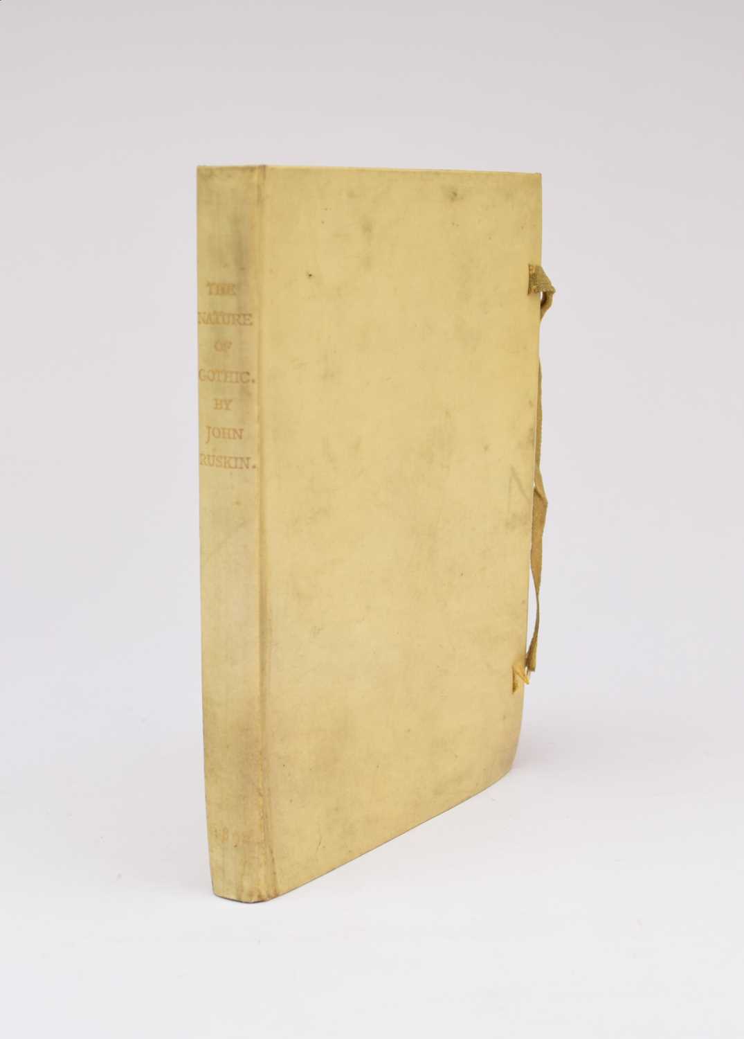 Lot 1091 - KELMSCOTT PRESS.  Ruskin, John, The Nature of Gothic.  Printed by William Morris at the Kelmscott Press