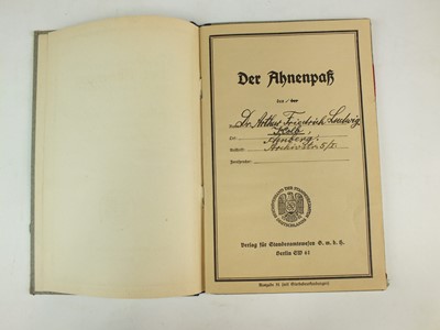 Lot 304 - The Der Ahnenpass  of Obereichsleiter Kreisleiter Dr. Arthur Kolb