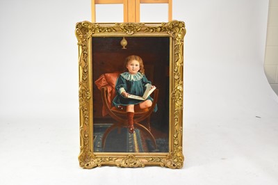 Lot 226 - Charles Spencelayh (British 1865-1958) Portrait of a Girl seated in a chair, holding a book