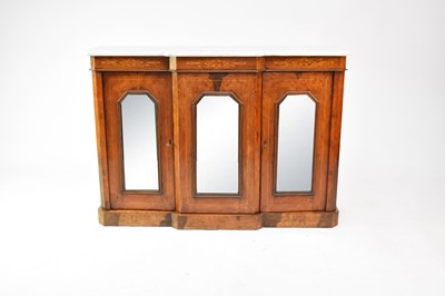 Lot 698 - A 19th century inlaid walnut marble topped credenza