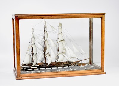 Lot 542 - A 19th century model of a three-masted ship