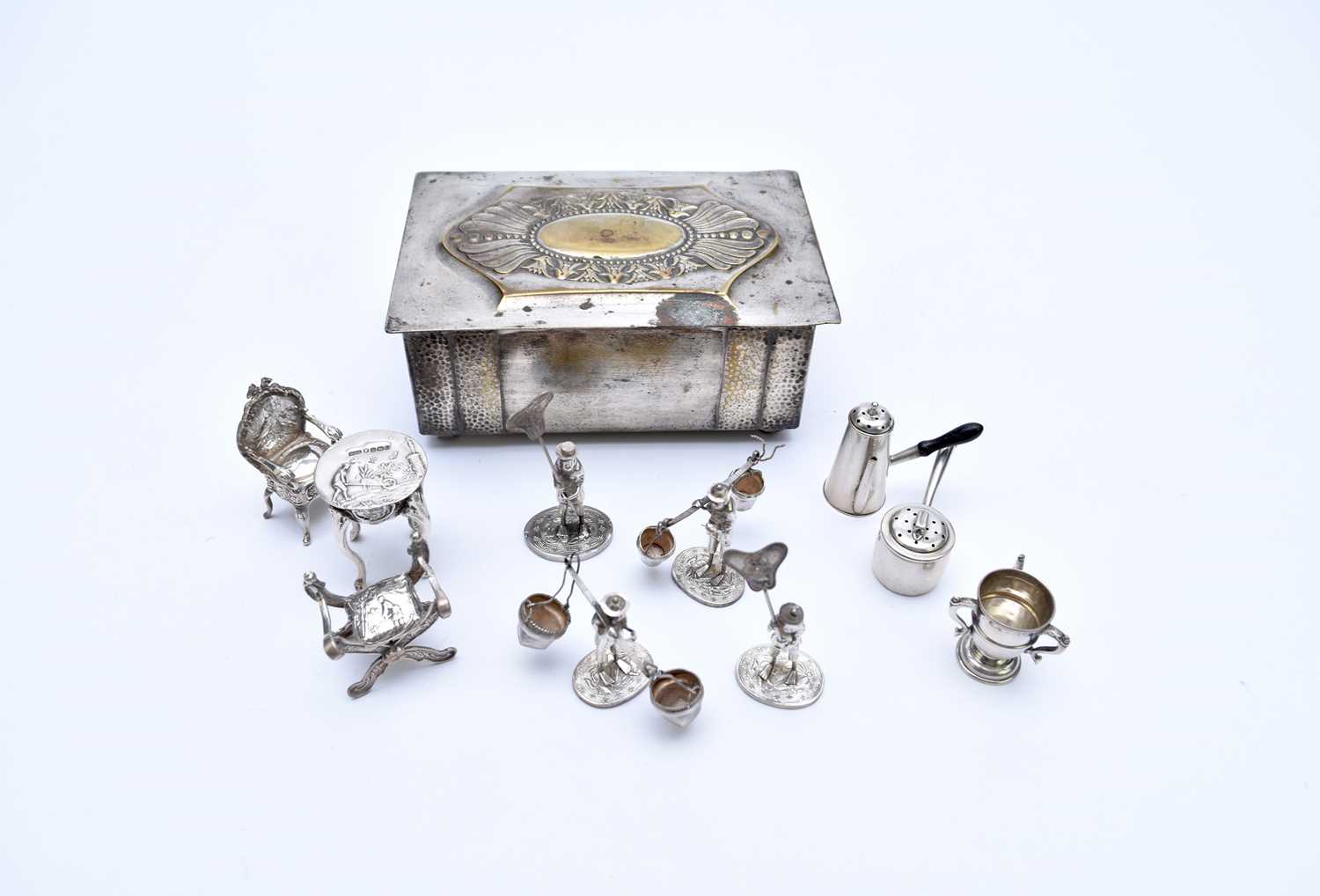 Lot 94 - A small collection of miniature silver wares