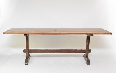 Lot 674 - A 19th century oak refectory type dining table